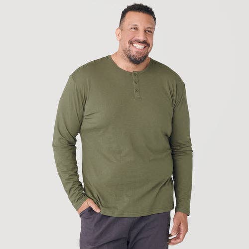 Long Sleeve Henley | Military Green