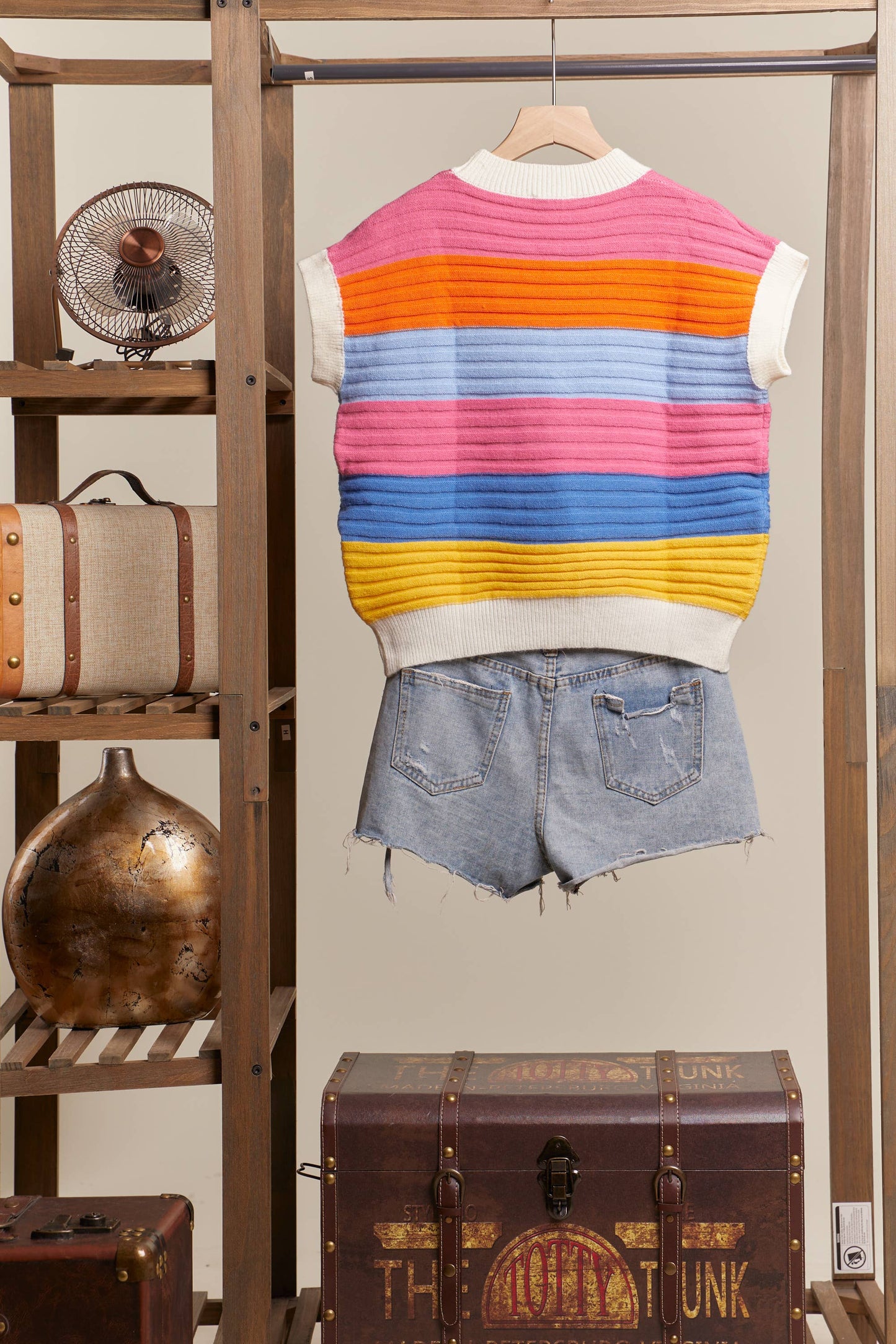 Sleeveless Stripe Knit Sweater Top