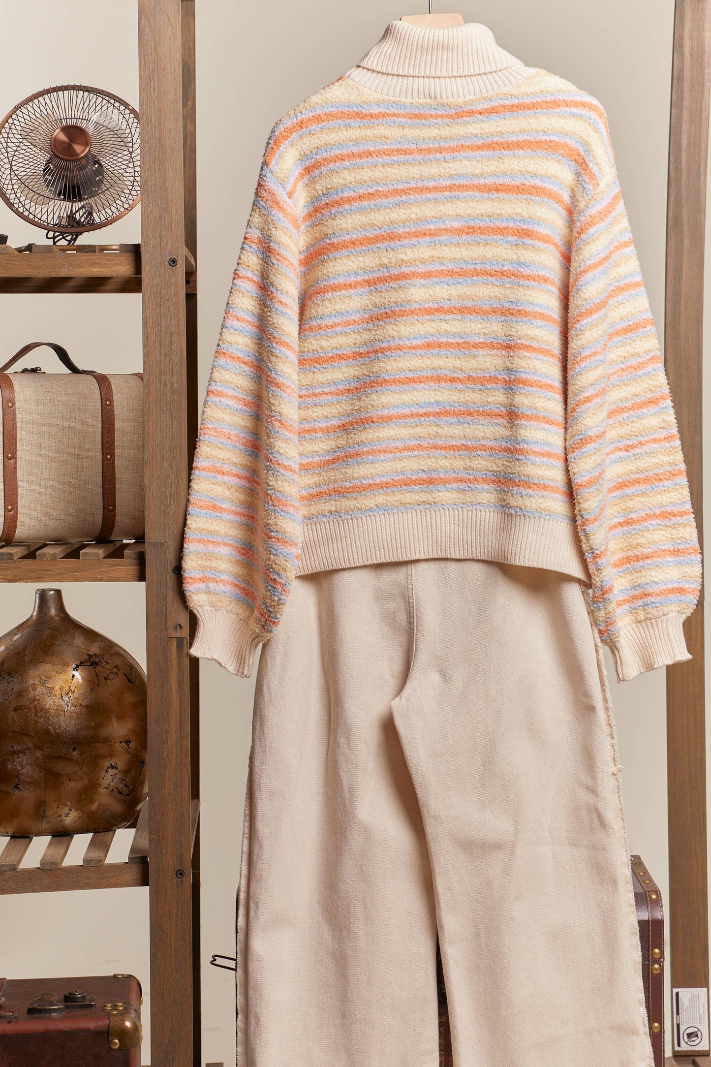 Turtle Neck Multi Striped Sweater