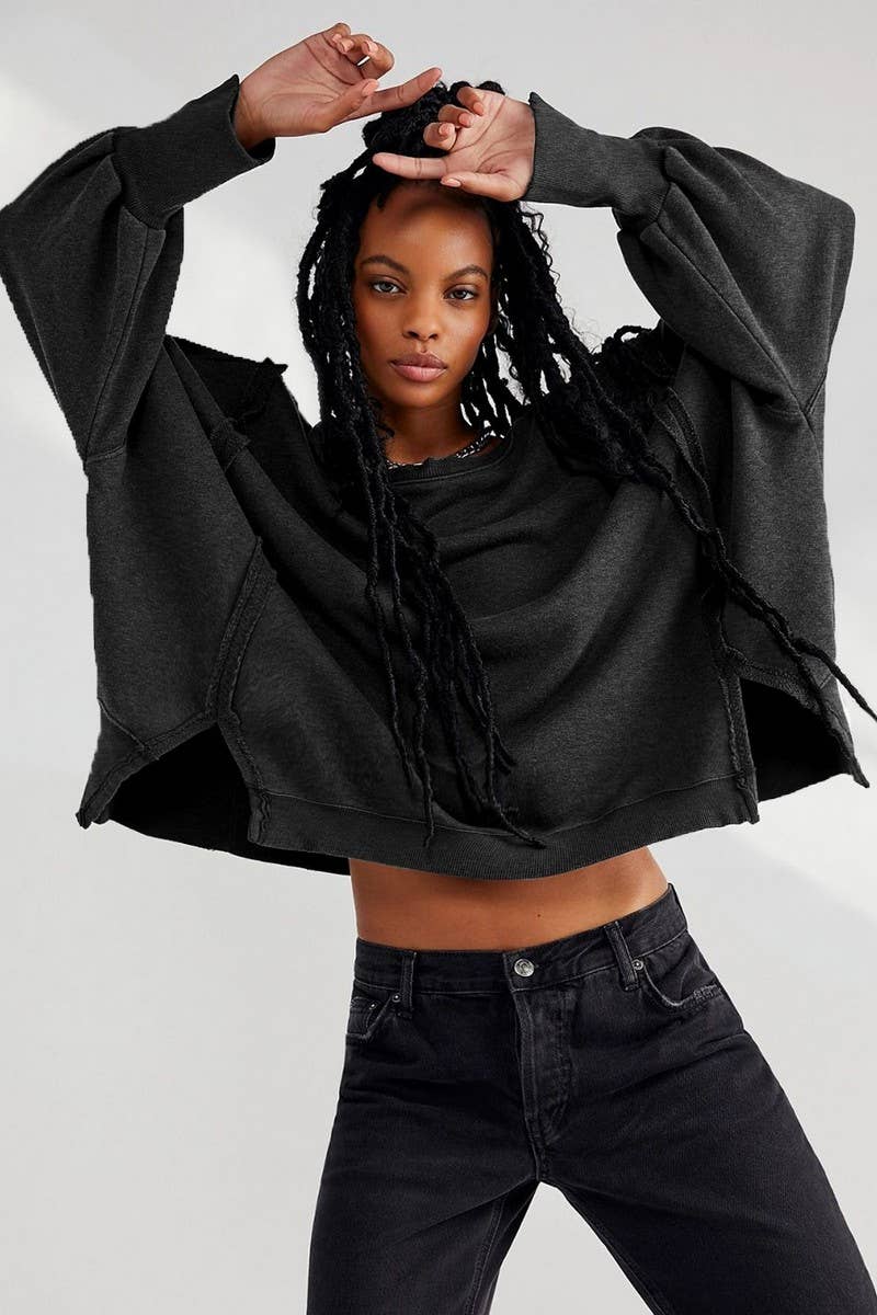 WOMEN OVERSIZED LOOSE FIT LONG SLEEVE JUMPER TOP_CWTSTL0560- 2 COLORS AVAILABLE